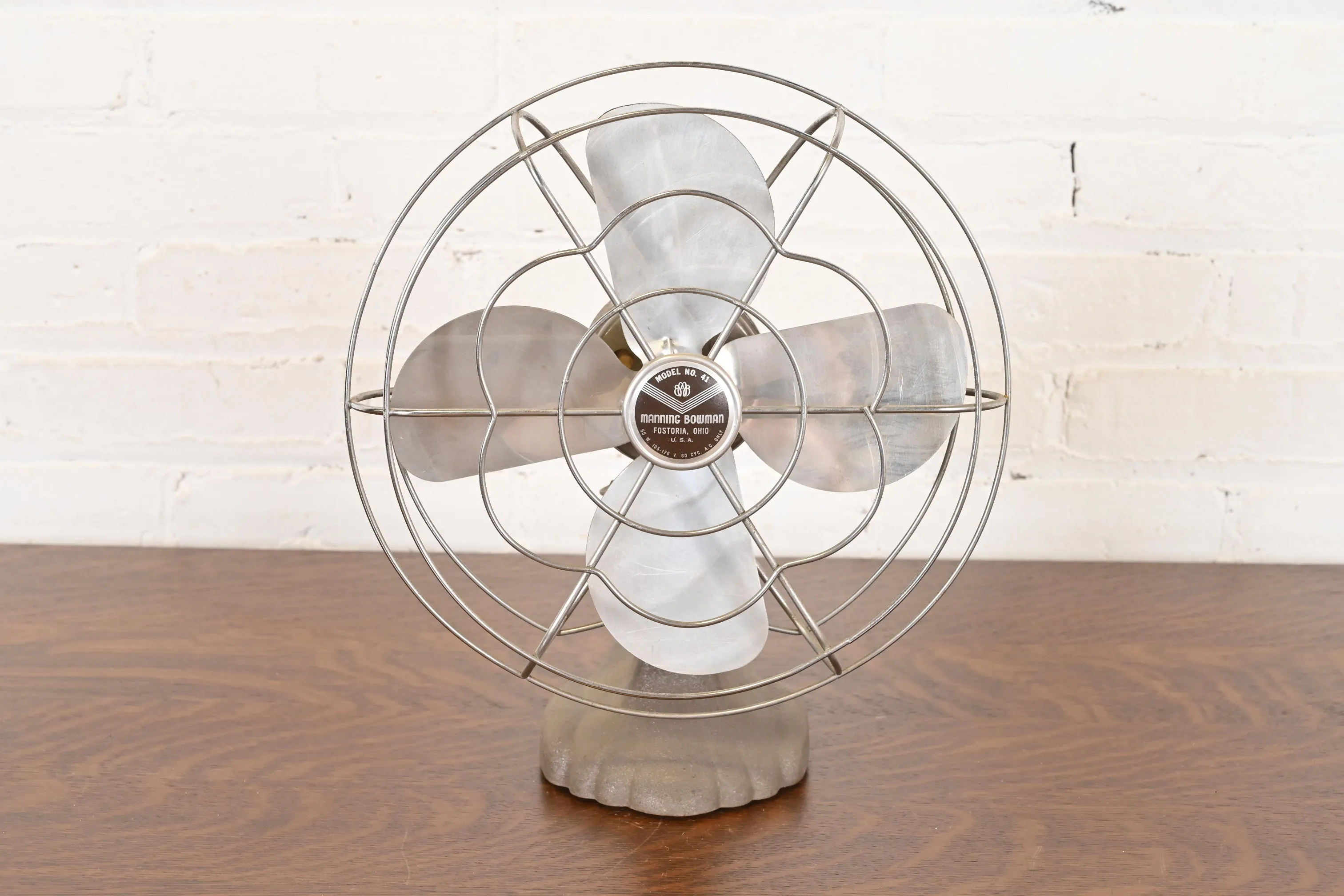 Mid-Century Modern Industrial Cast Iron Metal Oscillating Table
