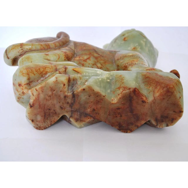 Antique Jade Green Alabaster Cat Sculpture Buddhist Temple For Sale - Image 10 of 12