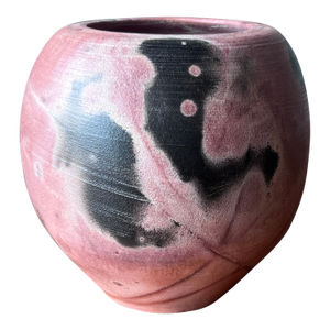 Saggar-Fired Studio Pottery Vase Signed Cf