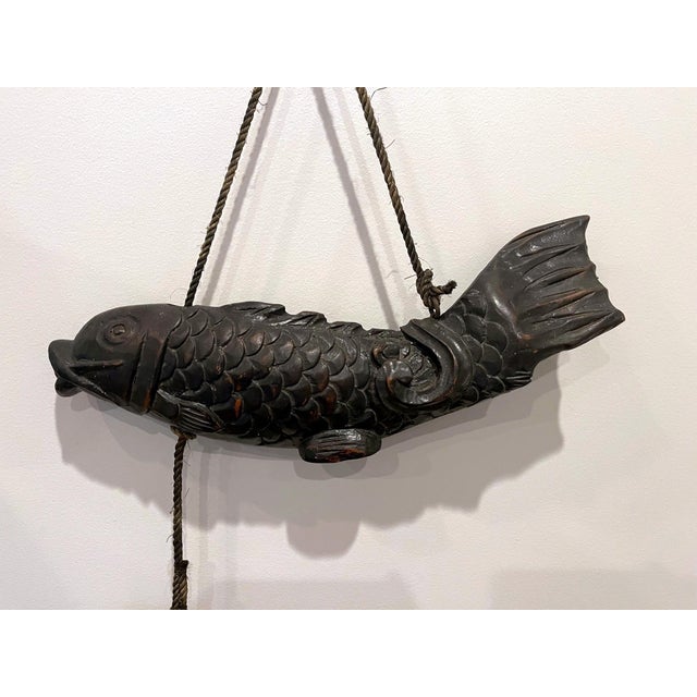 Near Pair of Japanese Jizai Kagi Wood Koi Folk Art Sculptures For Sale - Image 12 of 14
