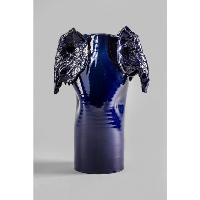 Sculptural Vase in Blue Glazed Ceramic by Giacinto Cerone, Italy, 1993 For Sale - Image 13 of 13