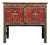 Asian Tibetan Style Floral Graphic Red Green Yellow Console Credenza Table For Sale