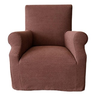 Regent Chair Slip Covered in Belgian Linen- Dark Rust For Sale