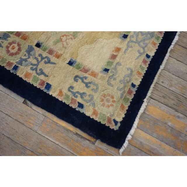 1930s Beige Peacock Scene Pictorial Antique Chinese Peking Carpet 3' X 5'9" Knotted Wool Rug For Sale - Image 11 of 13