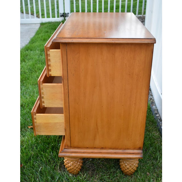 Lexington Wood Chest 3 Drawer Tommy Bahama Bachelors Dresser Pineapple Feet For Sale - Image 10 of 14