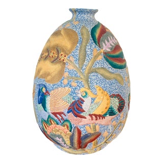 Large Vintage Chinoiserie Vase For Sale