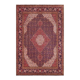 Persian Tabriz Mahi Blue/Red Wool Rug - 9'8'' X 12'5'' For Sale