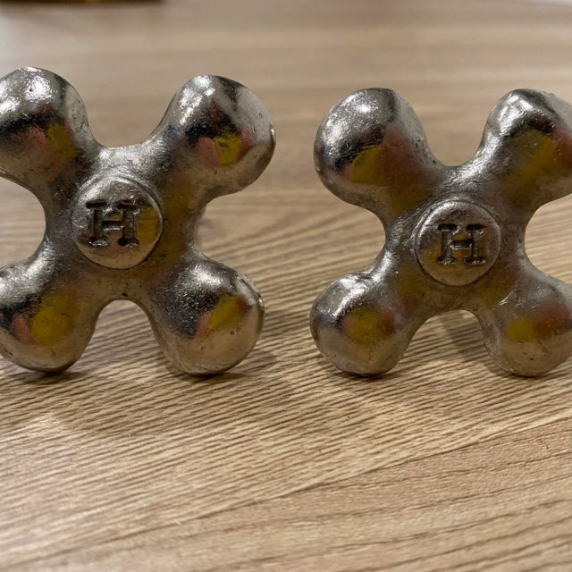 1990s 1990s Large Metal Cross "H"Handles in Polished Nickel - Set of 3 For Sale - Image 5 of 5