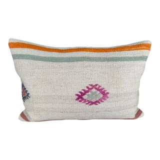 Turkish Hemp Pillow Cushion Natural Beige Pink Pillow Cushion Cover 16" x 24" For Sale