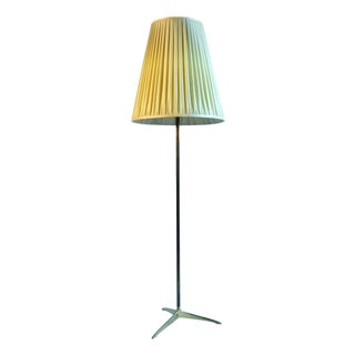 Brass and Silk Floor Lamp by J. T. Kalmar for Kalmar, 1950s For Sale