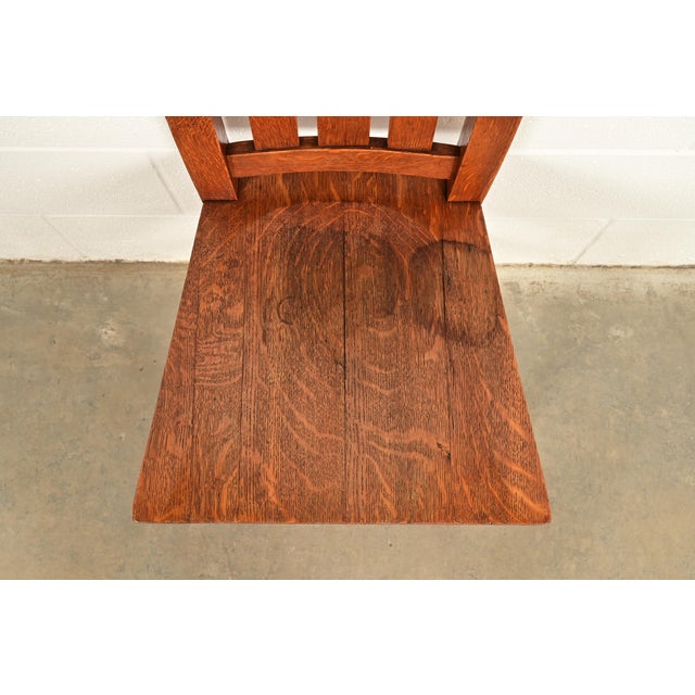 Wood Stickley Brothers Antique Mission Oak Arts & Crafts Side Chair or Desk Chair, Circa 1910 For Sale - Image 7 of 14