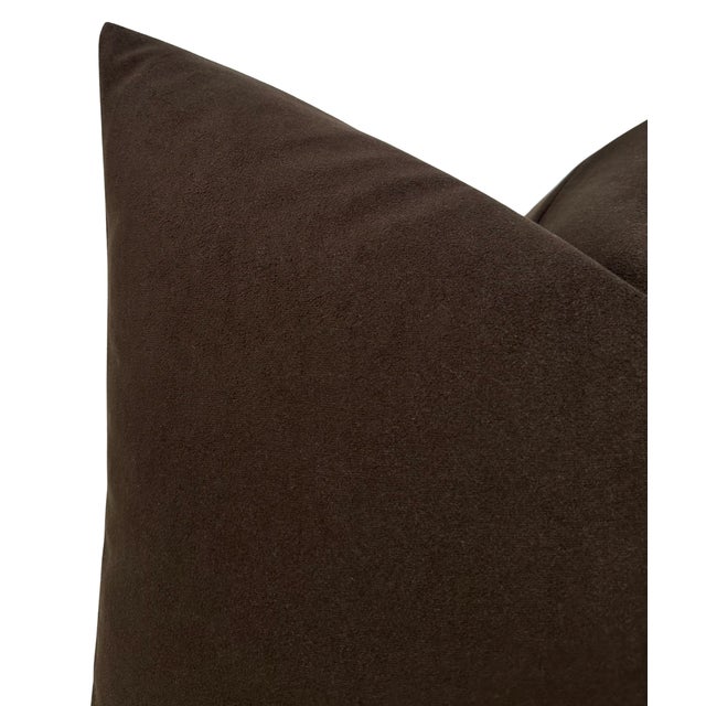 Mid-Century Modern Umber Brown Velvet Pillow Cover, 18x18 Pillow For Sale - Image 3 of 3