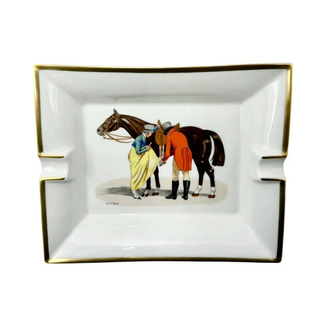 Vintage Hermes Paris Philippe Ledoux Equestrian Porcelain Ashtray For Sale - Image 15 of 15