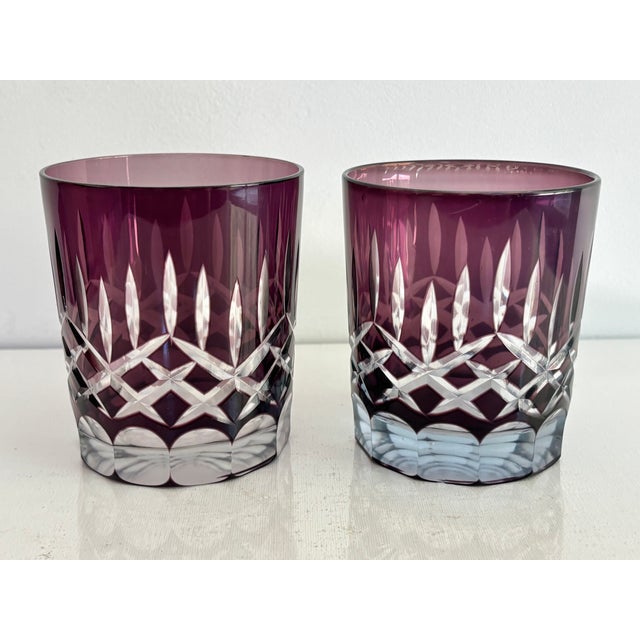 Purple Mid 20th Century Ajka Crystal "Castille" Purple Rocks Glasses, a Pair For Sale - Image 8 of 8