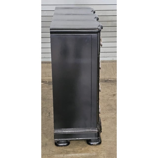 Late 20th Century Henry Link Black Lacquered Chest of Drawers Provential Style Commode 4 Drawers For Sale In Cleveland - Image 6 of 10
