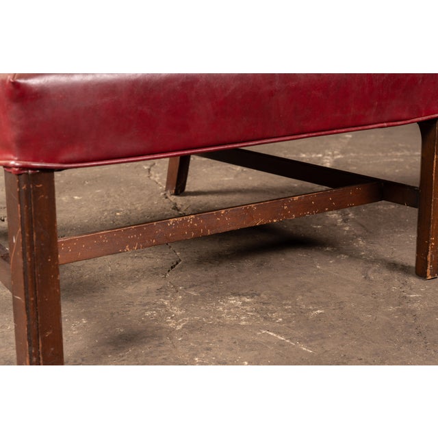 Vintage Leather Wingback Armchair in Red For Sale In Chicago - Image 6 of 8