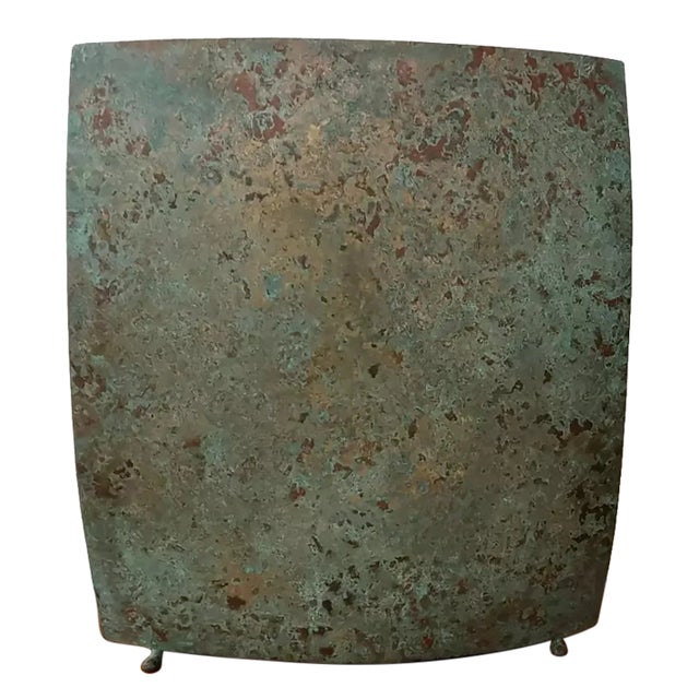 David Bowman Studio Patinated Brass Large Square Vase For Sale