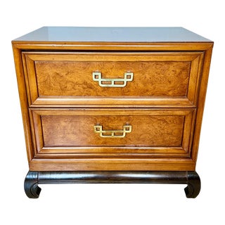 Chinoiserie Henry Link Burl Nightstand on Ming Base For Sale