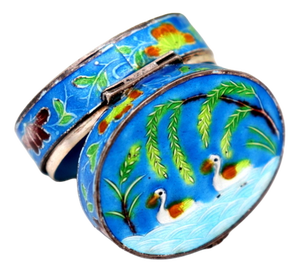 Enameled Silver Pill Box