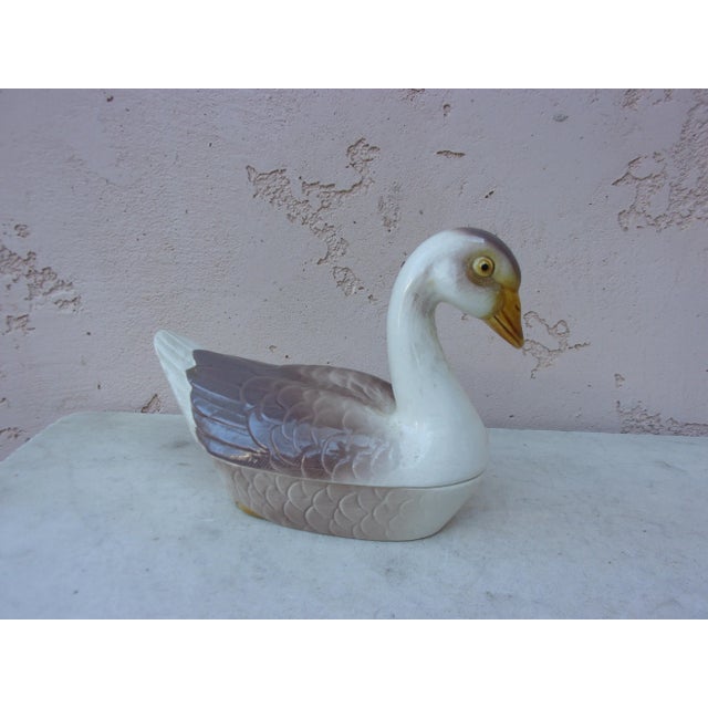 Ceramic C.1950 Majolica Goose Tureen For Sale - Image 7 of 11