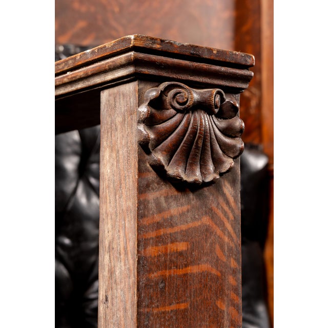 Antique b.p.o.e. Elk Lodge Tiger Oak Triple-Seat Bench For Sale - Image 9 of 15