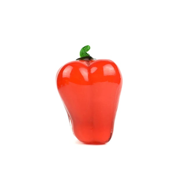 Mid Century Modern Handblown Red Bell Pepper Figurine Art Glass For Sale - Image 6 of 8