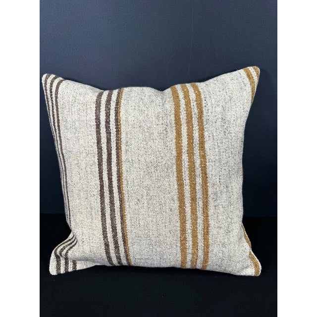Turkish Hemp Pillow Cushion Natural Beige Brown Cushion Cover 20"x20" For Sale - Image 4 of 4