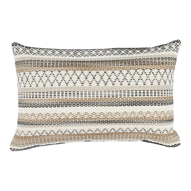 Schumacher Fremont 22" Indoor/Outdoor Pillow in Neutral For Sale