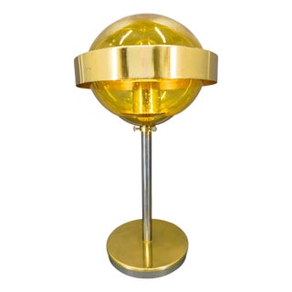 Vintage Space Age Table Lamp in Brass and Glass by Kamenický Šenov, 1970s For Sale