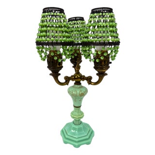Vintage Jadeite 3 Arm Table Lamp For Sale