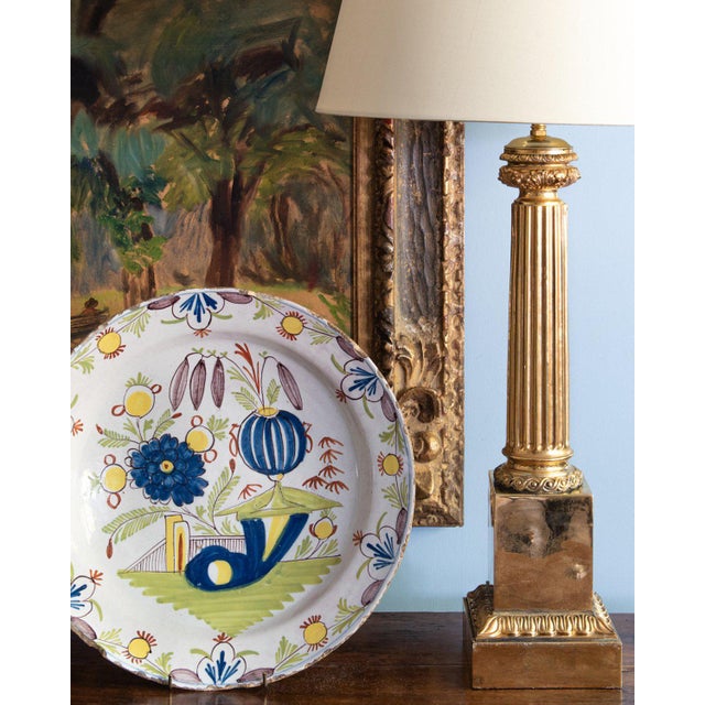 Tall Mid-Century French Brass Column Lamp For Sale - Image 10 of 11