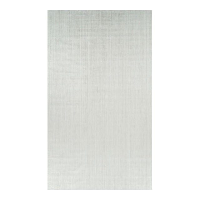 Rug & Kilim’s Oversized Textural Rug in Solid White and Silver-Gray Striae - 11x19 For Sale