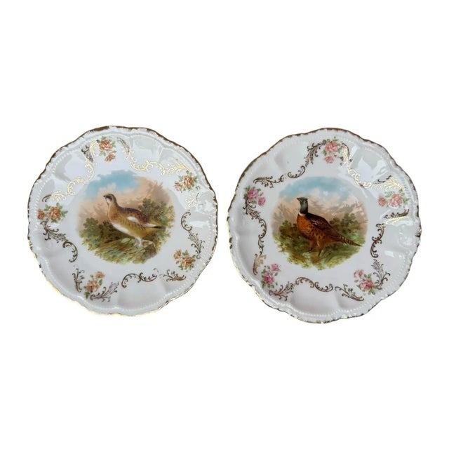 Farmhouse Antique German Bavarian Porcelain Game Bird 9” Plates - Set of 6 For Sale - Image 3 of 8