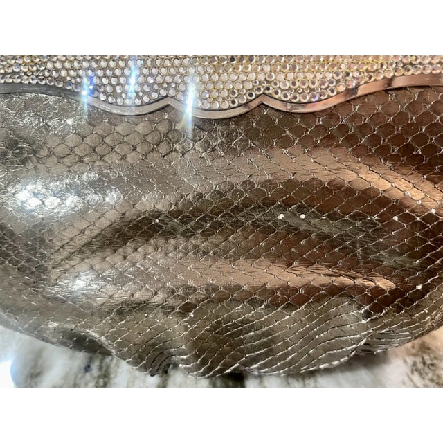 1980s Varon Pewter Snakeskin Clutch With Swarovski Crystal Frame For Sale - Image 10 of 11