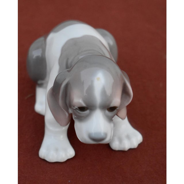 Traditional Vintage Lladro Porcelain Beagle Puppy Dog Figurine Grey White Glossy Spain Retir For Sale - Image 3 of 15