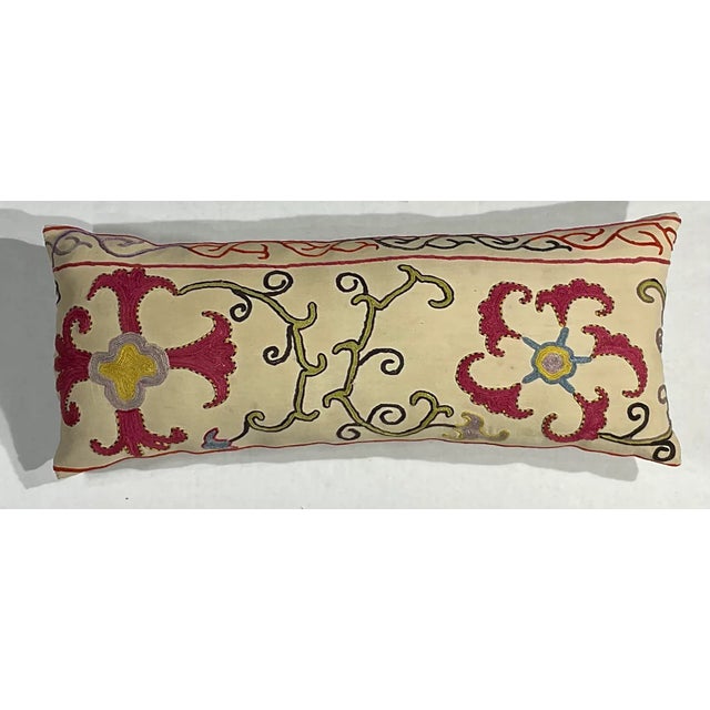 Single pillow made of antique hand silk embroidery Suzani textile, beautiful vine and flowers motifs. Fresh quality...
