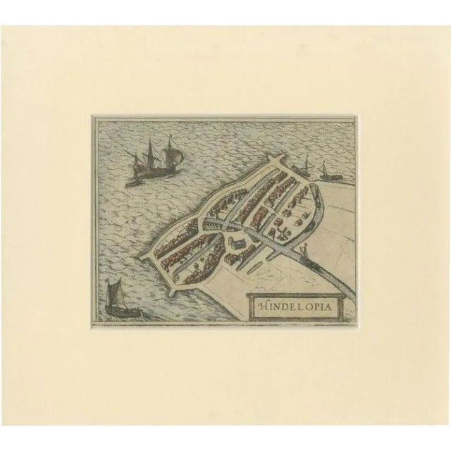 Antique Map of the City of Hindeloopen by Braun & Hogenberg, 1598 For Sale