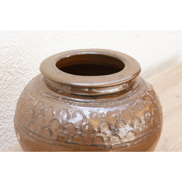Vintage Martaban Brown Glazed Stoneware Pot For Sale - Image 4 of 9