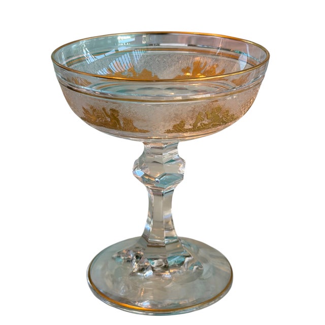 Val Saint-Lambert 1 of 3 Antique Val St Lambert Danse De Flore Cameo Glass Champagne Coupes For Sale - Image 4 of 4