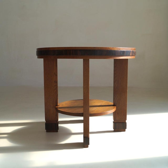 Modern Dutch Art Deco Oak Table with Macassar Ebony Details, 1920s For Sale - Image 3 of 18