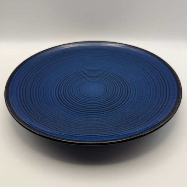 Thomas O'Brien Vintage Modern Blue Stoneware Dinner Plate, Set of 3 For Sale - Image 12 of 17