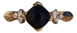 The 125th Avenue: Checkerboard Cut Onyx and Natural Diamond Ring