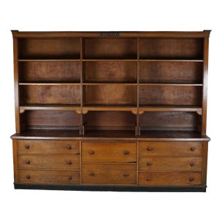 Large Vintage Art Deco German Oak Chocolate Shop Cabinet, 1920s For Sale