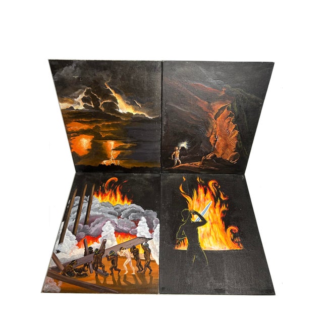 Portfolio Acquisition: "The Toymaker’s Apprentice" Unpublished 1980s Dark Fantasy Manuscript & 19 Canvas Paintings - 21 Pieces For Sale - Image 13 of 16