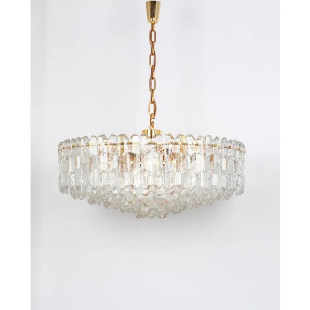Kalmar Large Gilt Brass Glass Chandelier Palazzo from Kalmar, Austria, 1970s For Sale - Image 4 of 15