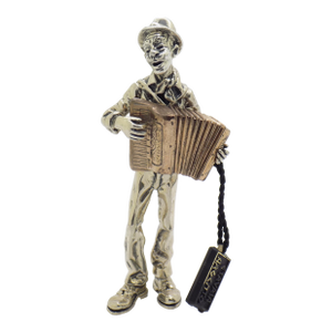 Vintage Italian Handmade Genuine Silver & Brass Accordion Player Large Figurine