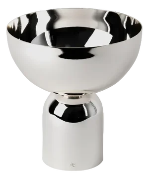 Cylindrical Base Varnished Silver-Nickel Plated Bowl by Avlu