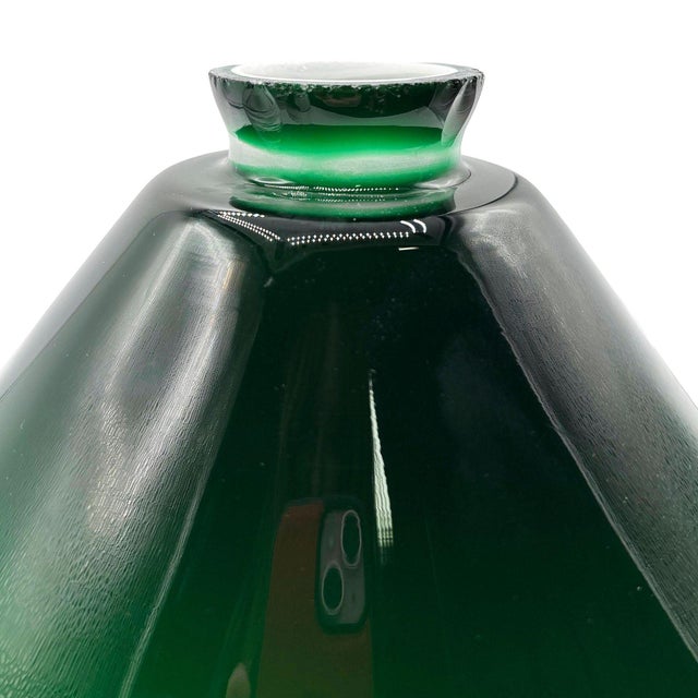 1920s Art Deco Banker/Poker Hanging Ceiling Light W/ 9" Brass Rim Green Glass Shade For Sale - Image 10 of 12