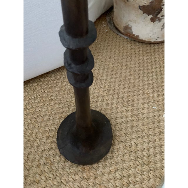 2000 - 2009 Ironies Floor Lamp With Off White Linen Shade For Sale - Image 5 of 8