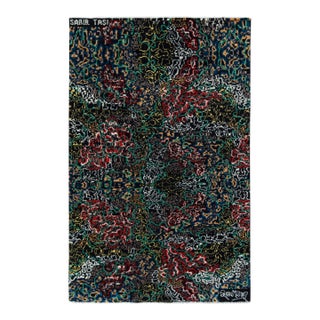 Vintage Signature Zeki Müren Rug With Polychromatic All-Over Pattern For Sale